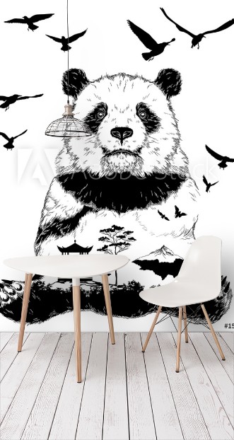 Picture of Vector Double exposure panda bear